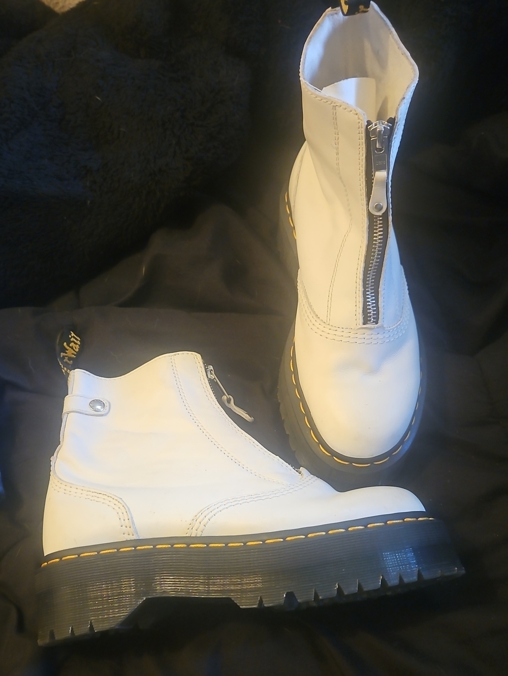 DOC MARTIN White Women's Zip Front Platform Ankle Boots